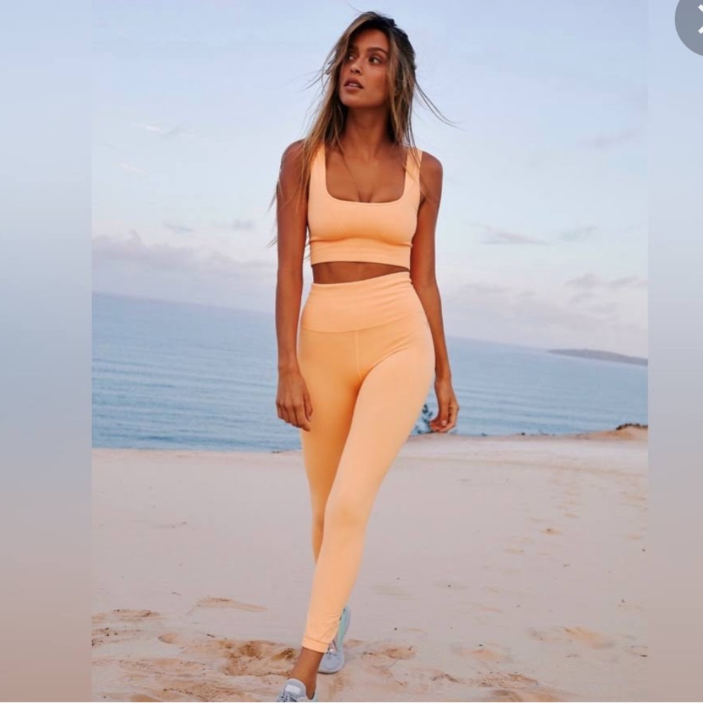 Free people 7/8 Length Good Karma LEGGINGS in Peach Horizon